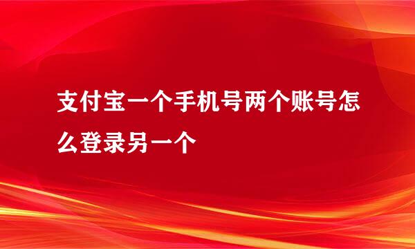 支付宝一个手机号两个账号怎么登录另一个