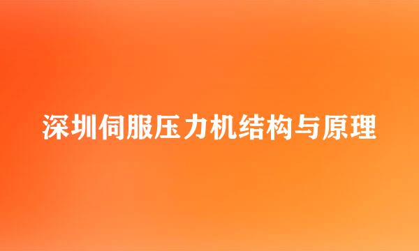 深圳伺服压力机结构与原理