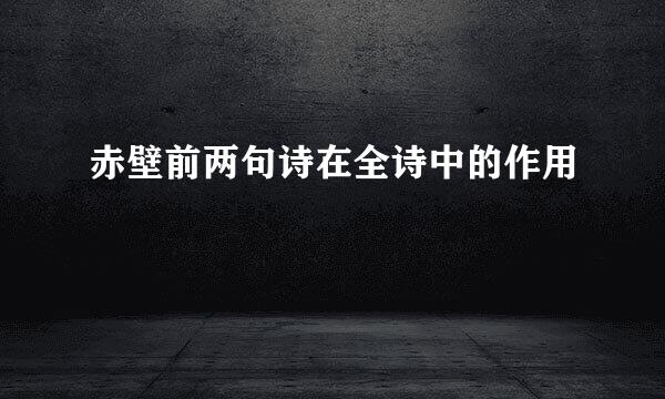赤壁前两句诗在全诗中的作用