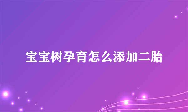 宝宝树孕育怎么添加二胎