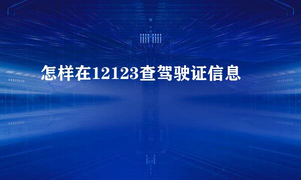 怎样在12123查驾驶证信息