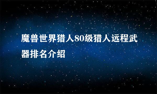 魔兽世界猎人80级猎人远程武器排名介绍