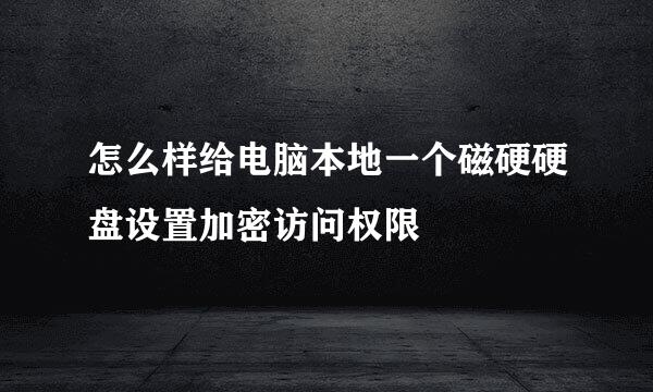 怎么样给电脑本地一个磁硬硬盘设置加密访问权限
