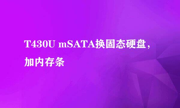 T430U mSATA换固态硬盘，加内存条