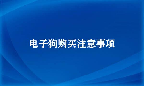 电子狗购买注意事项