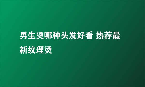 男生烫哪种头发好看 热荐最新纹理烫