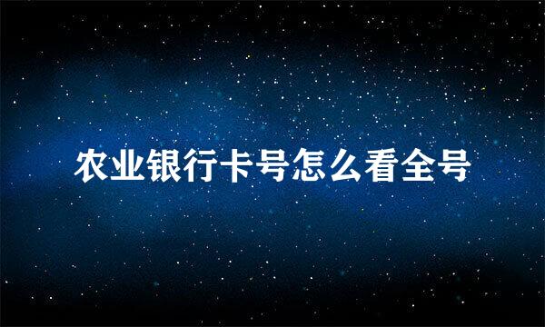 农业银行卡号怎么看全号