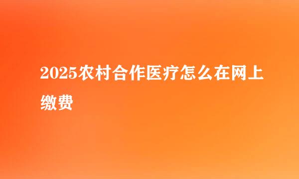 2025农村合作医疗怎么在网上缴费