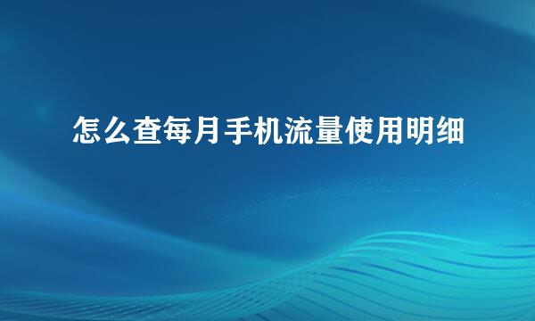 怎么查每月手机流量使用明细