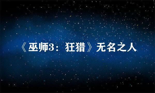 《巫师3：狂猎》无名之人