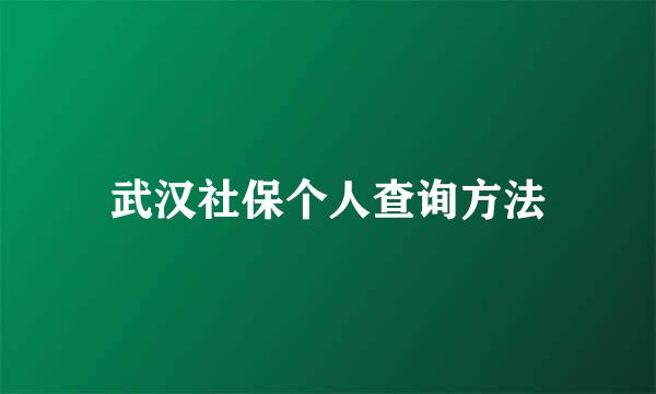 武汉社保个人查询方法