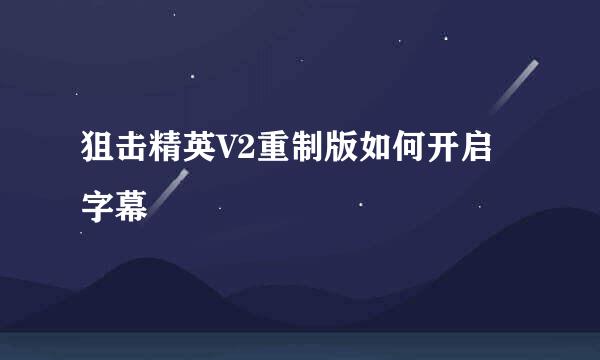 狙击精英V2重制版如何开启字幕