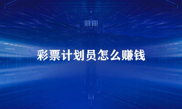 彩票计划员怎么赚钱