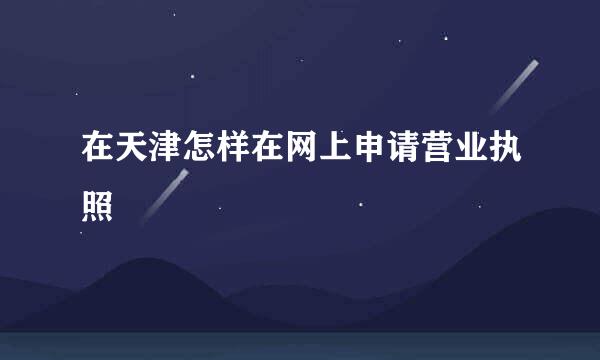 在天津怎样在网上申请营业执照