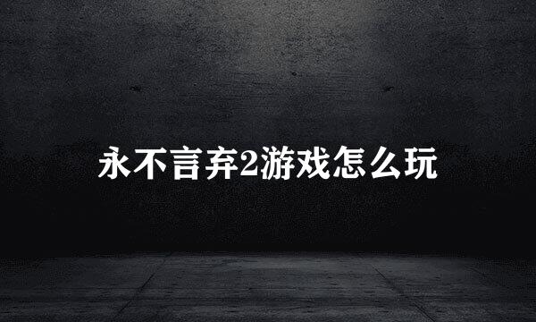 永不言弃2游戏怎么玩