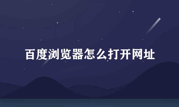 百度浏览器怎么打开网址