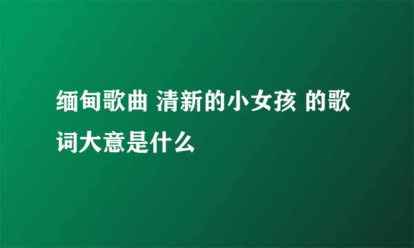 缅甸歌曲 清新的小女孩 的歌词大意是什么