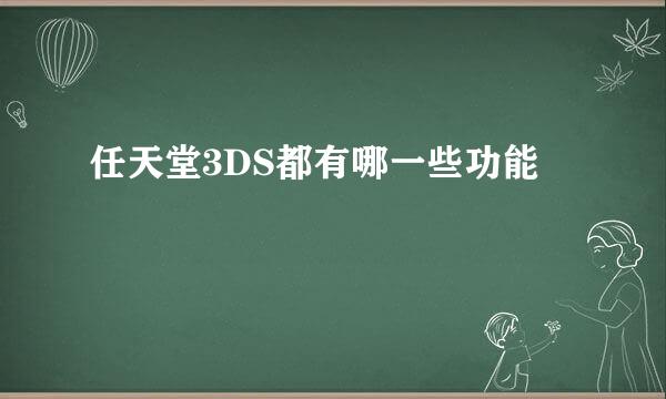 任天堂3DS都有哪一些功能