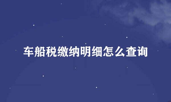 车船税缴纳明细怎么查询