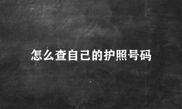 怎么查自己的护照号码