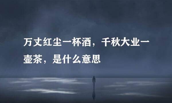 万丈红尘一杯酒，千秋大业一壶茶，是什么意思