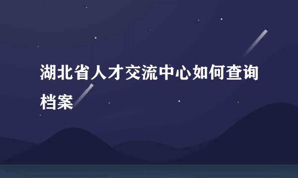 湖北省人才交流中心如何查询档案