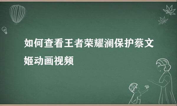 如何查看王者荣耀澜保护蔡文姬动画视频