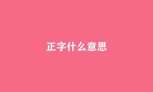 正字什么意思
