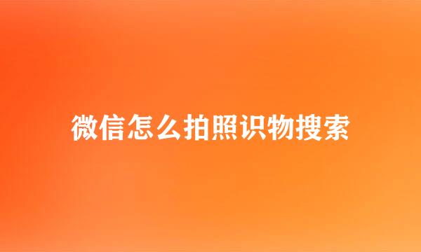微信怎么拍照识物搜索