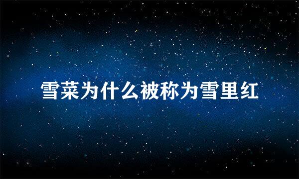 雪菜为什么被称为雪里红