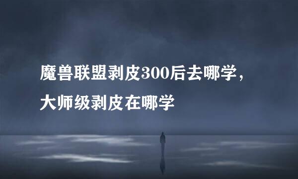 魔兽联盟剥皮300后去哪学，大师级剥皮在哪学