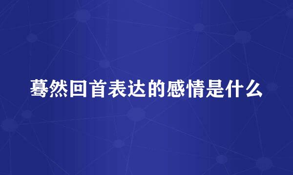 蓦然回首表达的感情是什么
