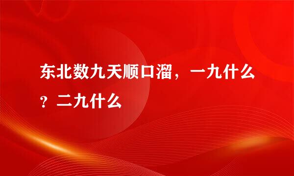 东北数九天顺口溜，一九什么？二九什么