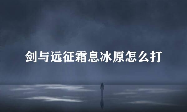 剑与远征霜息冰原怎么打