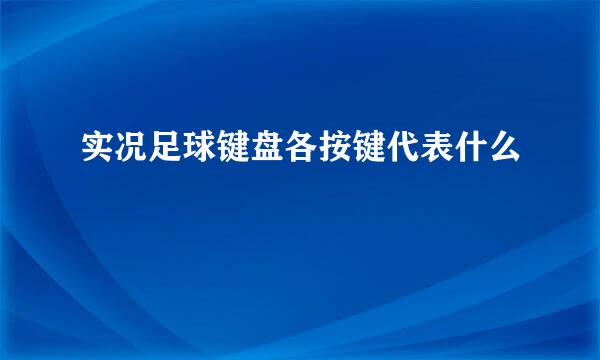 实况足球键盘各按键代表什么