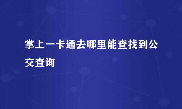 掌上一卡通去哪里能查找到公交查询