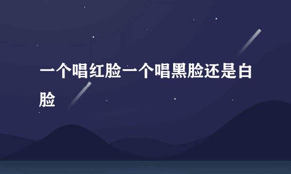 一个唱红脸一个唱黑脸还是白脸