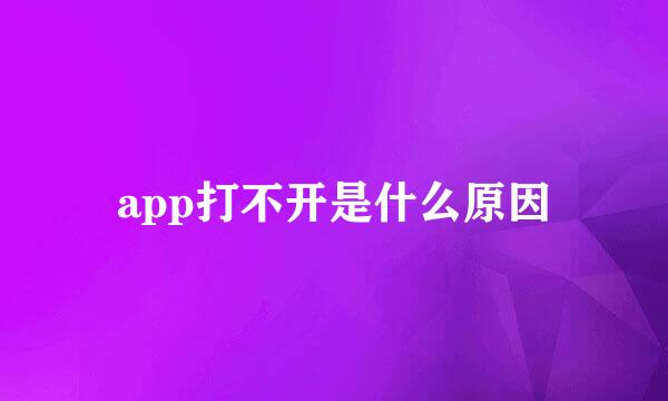 app打不开是什么原因