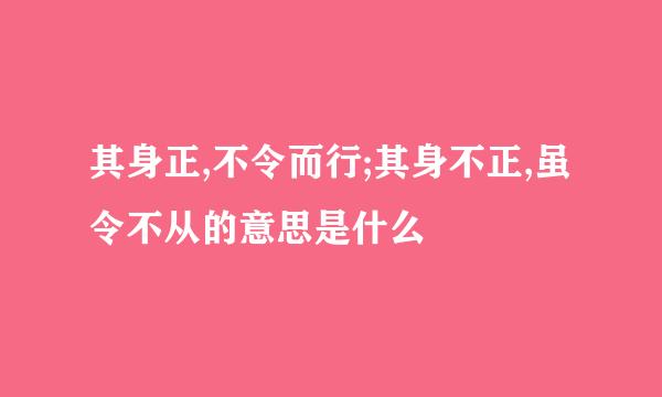 其身正,不令而行;其身不正,虽令不从的意思是什么