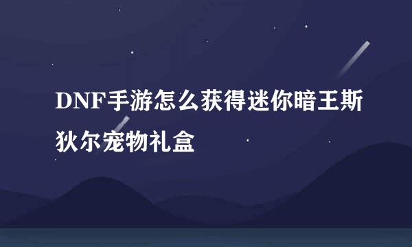DNF手游怎么获得迷你暗王斯狄尔宠物礼盒