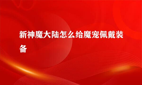 新神魔大陆怎么给魔宠佩戴装备