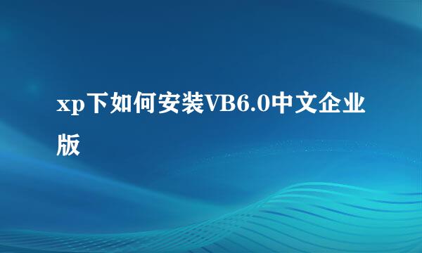 xp下如何安装VB6.0中文企业版