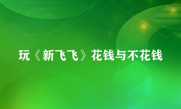玩《新飞飞》花钱与不花钱