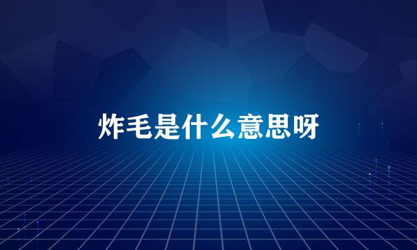 炸毛是什么意思呀