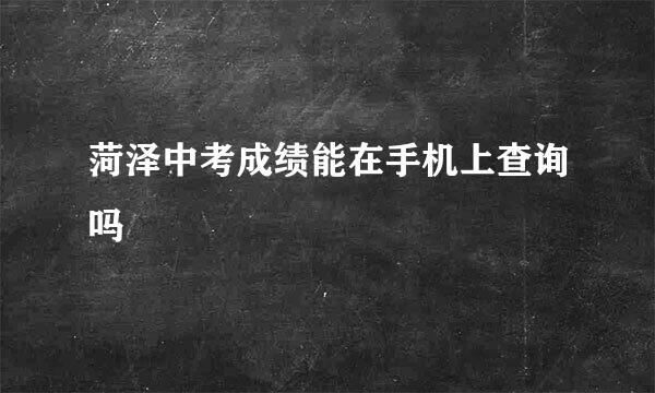 菏泽中考成绩能在手机上查询吗