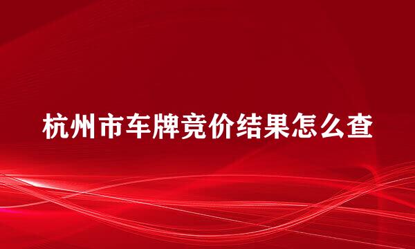 杭州市车牌竞价结果怎么查