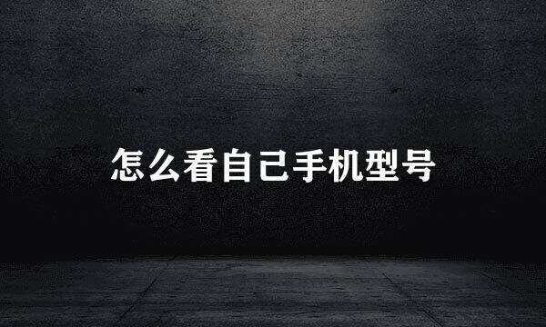 怎么看自己手机型号