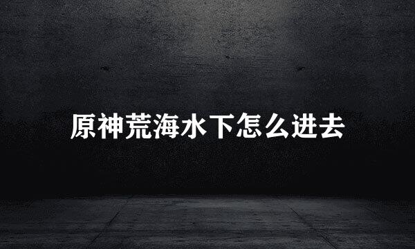 原神荒海水下怎么进去