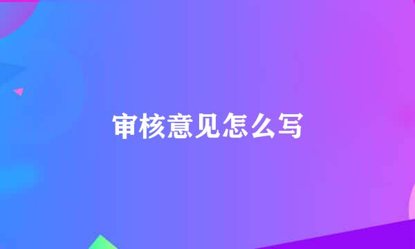 审核意见怎么写