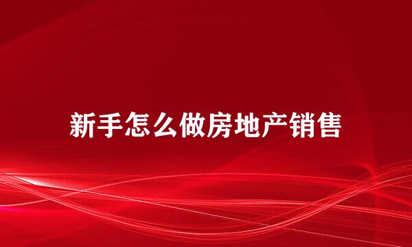 新手怎么做房地产销售
